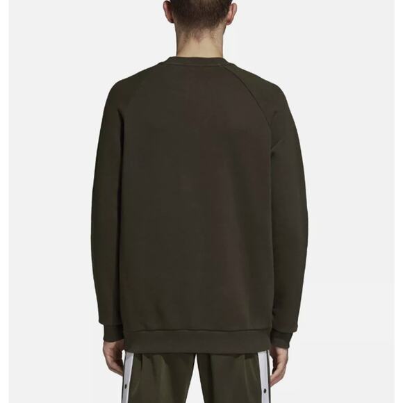 Adidas Sweatshirt Dark Green Trefoil Crew Neck Mens Small Relaxed Fit Athletic - Picture 2 of 10